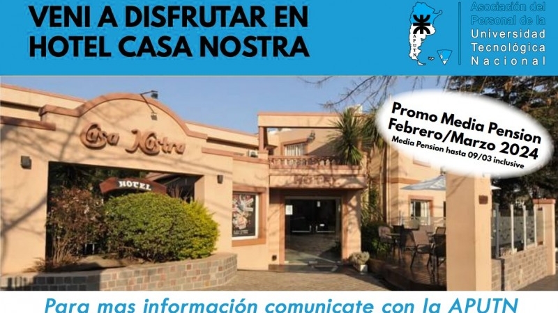 Hotel Casa Nostra - Promoción para afiliados y afiliadas de la APUTN
