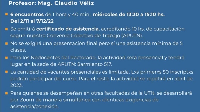 Curso de Capacitación SCEU-APUTN: "Pensar el Presente en Tiempos de Posverdad". Política, Medios, Comunicación y Nuevas Tecnologías.