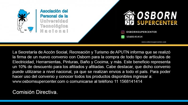 La APUTN firmó un convenio con Osborn Supercenter