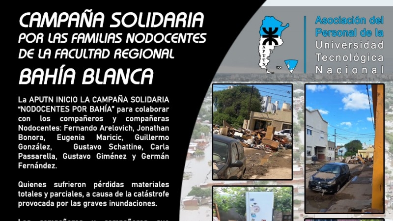 CAMPAÑA SOLIDARIA POR LAS FAMILIAS NODOCENTES DE LA FACULTAD REGIONAL BAHÍA BLANCA