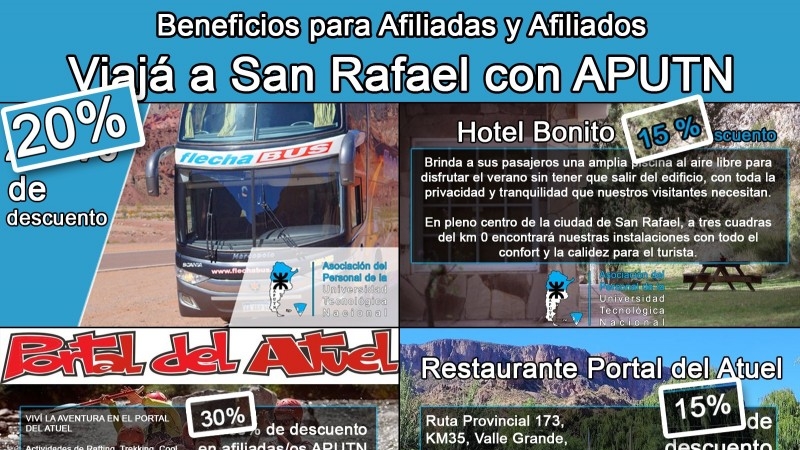 Viajá a San Rafael con los convenios APUTN
