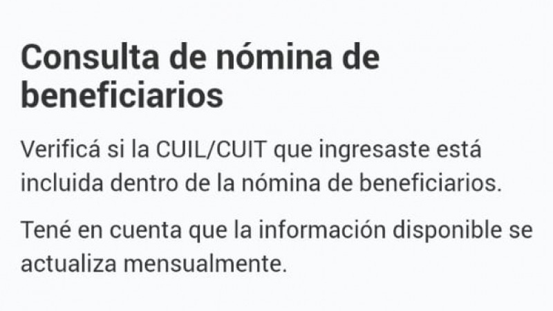 Consulta de Nómina de Beneficiarios. 