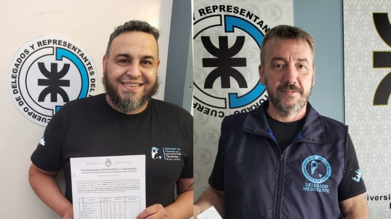 Entrega de certificado analítico a los compañeros Fernando Cia  y Marcelo Fernandez de Rectorado