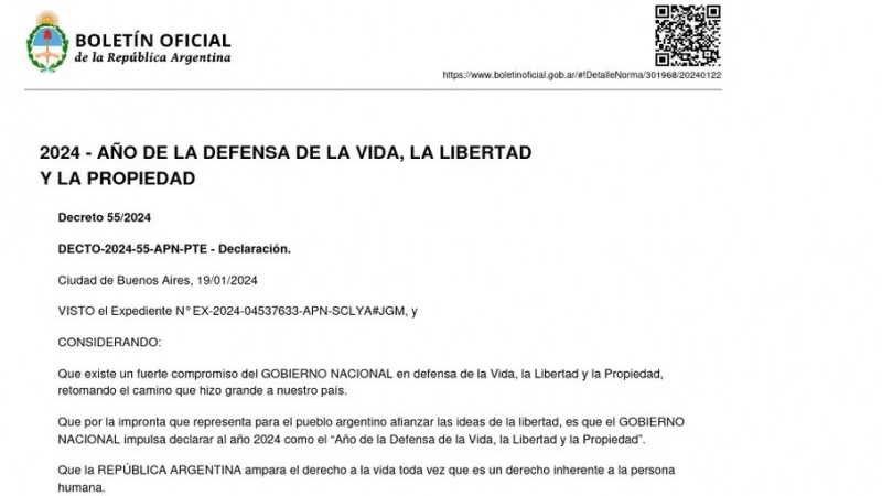 2024 Año de la Defensa de la Vida, la Libertad y la Propiedad