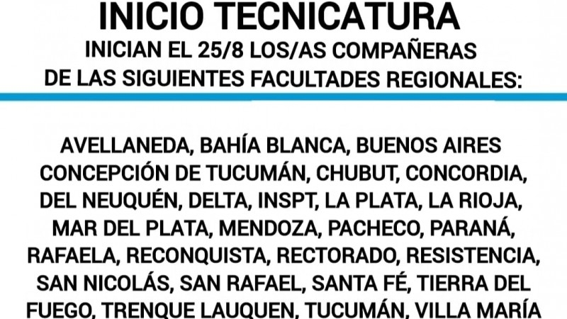 Inicio de la Tecnicatura Nodocente