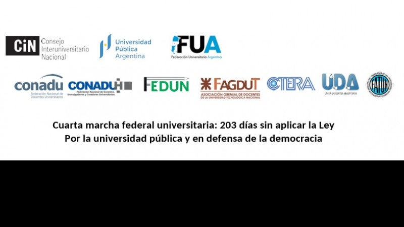 Cuarta marcha federal universitaria: 203 d&iacute;as sin aplicar la Ley Por la universidad p&uacute;blica y en defensa de la democracia 