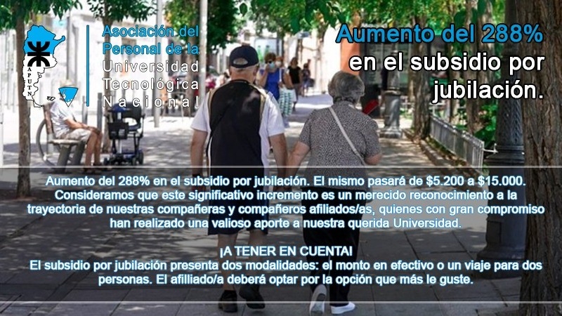 Incremento del subsidio por jubilación APUTN